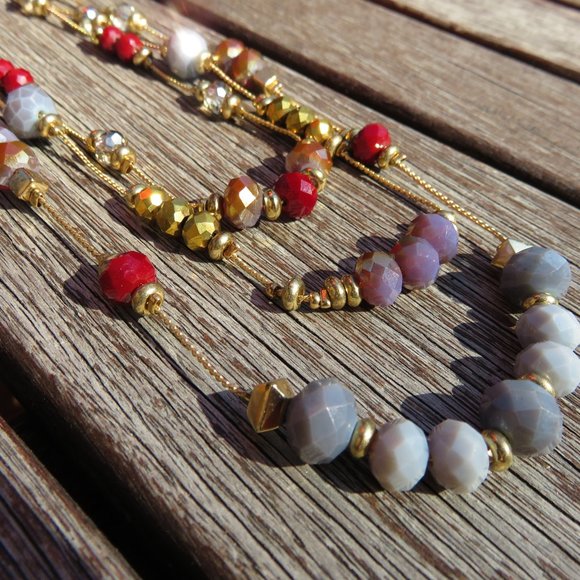 Purple Tiered Necklace - Picture 7 of 9